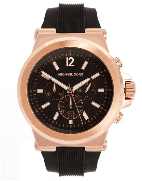 michael kors men's dylan chronograph black silicone watch|oversized dylan gold tone watch.